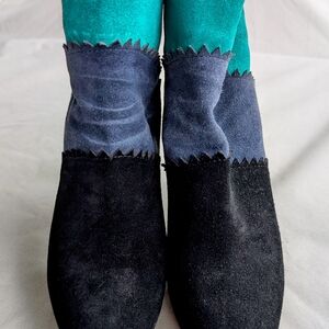 Colorful Leather Ankle Boots for Women, Size 8.5